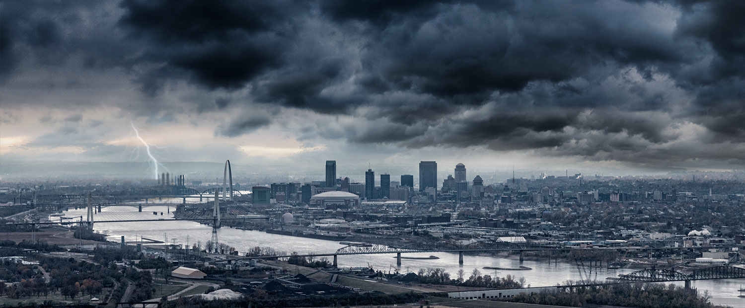 dark stormy sky over st. louis, MO